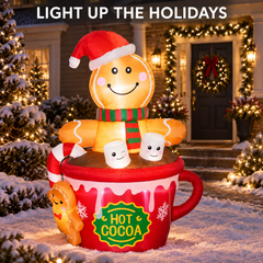🎄Cute Christmas Hot Cocoa Cup Gingerbread Man Inflatable Doll