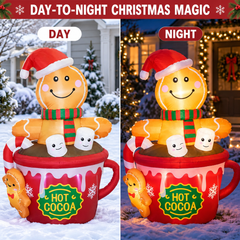 🎄Cute Christmas Hot Cocoa Cup Gingerbread Man Inflatable Doll