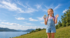 Child using video walkie talkie outdoors