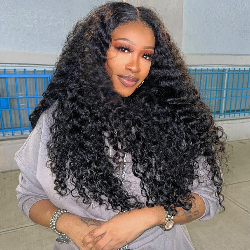 13x6 Deep Wave HD Transparent Lace Front Wigs Pre Plucked With Baby Hair Natural Color For Women