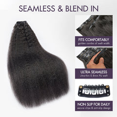 Full Hair Kinky Straight Seamless Clip in Human Hair Extensions Hair Pieces 135g 9pcs / 7pcs with Free Gift - Limited Offer