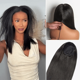 Too Easy Texture™ Wig 180% Density Yaki Straight Glueless Flexi-Fit Drawstring 3-In-1 Half Wig Human Hair