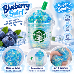 Coffee Shop Frappe Glitter Squishy Slow Rise Sensory Fidget Toy ASMR Stress Relief Kawaii Drink Gift
