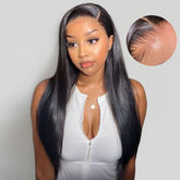 Natural Black Straight Hair 13x6 HD Transparent Lace Frontal Wig Pre Plucked With Baby Hair For Women