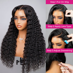 Full 13x6 Wear Go Deep Wave Glueless Wig HD Lace Front Wig Invisi Draw-string