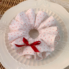 Red Gingham Lace Bow Scrunchie