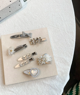 Silver Rhinestone & Pearl Hair Clip Assortment