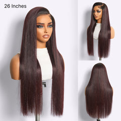 All-Day Comfort Wig 180% Density Rich Dark Plum Bone Straight with Baby Hair PartingMax Glueless 7x6 Closure HD Lace Wig Pre-Cut Lace