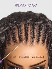 Readitress™ Knotless Fulani Braids Deep Wave Glueless Ear-to-ear 13x4 Frontal HD Lace Wig Human Hair