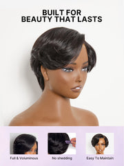 Elegant Natural Black Layered Short Pixie Cut Minimalist HD Lace Wig Pre-cut Lace