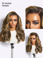 All-Day Comfort Wig 180% Density Blonde Highlight Butterfly Cut Layered Light Yaki Straight Glueless 7x6 Closure HD Lace Wig Pre-Cut Lace