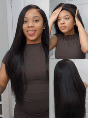 All-Day Comfort™ Wig 180% Density Butterfly Cut Layered Light Yaki Straight Glueless 7x6 Closure HD Lace Human Hair Wig Pre-Cut Lace
