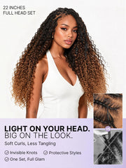 Miracle Knots Colored Crochet Hair Wet and Wavy Ombre | Mix Brown for Boho Braids | Crochet Weaves| Fulani Braids | Twists Pre-Separated Lightweight Full & Soft Pre-Looped Human Hair Extensions Protective Style