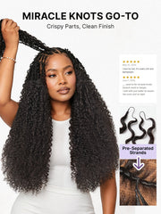 Miracle Knots Crochet Hair Messy Curly for Boho Braids | Crochet Weaves | Fulani Braids | Twists Pre-Separated Lightweight Full & Soft Pre-Looped Human Hair Extensions Protective Style