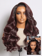 All-Day Comfort Wig 180% Density Rich Dark Plum Loose Body Wave PartingMax Glueless 7x6 Closure HD Lace Wig Pre-Cut Lace