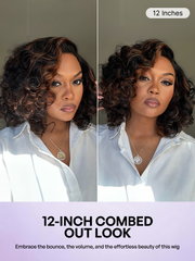 Effortless Elegance Copper Highlight Bouncy Curl Wig Minimalist HD Lace Glueless Wig Pre-Cut Lace