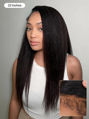 All-Day Comfort™ Wig 4C Kinky Edges Kinky Straight Glueless 7x6 Closure HD Lace Human Hair Wig Pre-Cut Lace