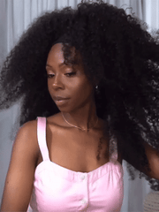Natural Black Jerry Curly No Lace Glueless Free Part Long Headband Wig 100% Human Hair (Get Free Trendy Headbands)
