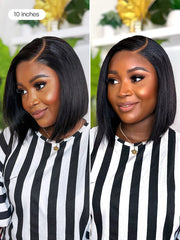 All-Day Comfort™ Wig Blunt Cut Bob Glueless Minimalist HD Lace Short Human Hair Wig Pre-Cut Lace