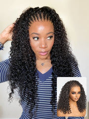 Readitress™ Knotless Fulani Braids Deep Wave Glueless Ear-to-ear 13x4 Frontal HD Lace Wig Human Hair