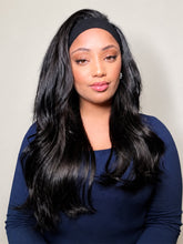 Natural Black Body Wave No Lace Glueless Long Headband Wig 100% Human Hair