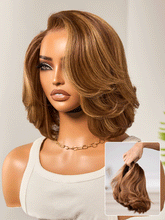 Toffee Brown Mix Blonde / Brown Highlight Layered Cut Glueless 5x5 Closure Lace Bob Wig Pre-cut Lace All-Day Comfort Cap