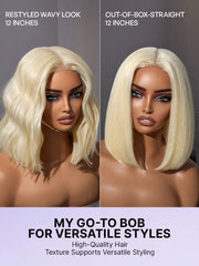 Easily Redyed 613 Blonde Blunt Cut Bob Wig Glueless Deep Middle Part 2x6 HD Lace Wig Pre-Cut Lace