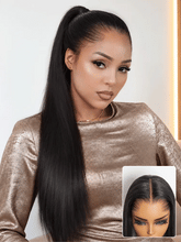 Lagos Hairline Over-Plucked M-Shaped Hairline Natural Looking Silky Straight Human Hair 13×4 Lace Frontal Wig Pre-Cut Lace