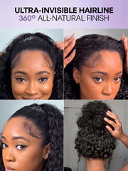 PreMax 180% / 250% Density Water Wave Glueless Flexi-Fit Drawstring 13x4 Frontal Lace Fluffy Curly Wig Pre-Cut Lace