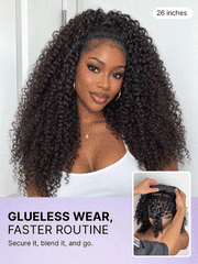 Fluffy & Full 250% Density Water Wave Glueless Half Wig Flexi-Fit Drawstring