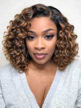 Brown Highlight Deep Wave Glueless Minimalist HD Lace Curly Wig Pre-Cut Lace