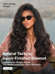 All-Day Comfort™ Wig 180% / 250% Density Kinky Body Wave / Layered Light Kinky Straight PartingMax Glueless 7x6 Closure HD Lace Wig Pre-Cut Lace