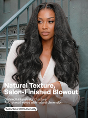All-Day Comfort™ Wig 180% / 250% Density Kinky Body Wave / Layered Light Kinky Straight PartingMax Glueless 7x6 Closure HD Lace Wig Pre-Cut Lace