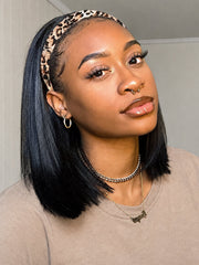 Throw On & Go | Affordable Headband Bob Wig 100% Human Hair (Get 2 Free Trendy Headbands)