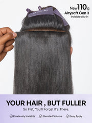 Yaki Straight Zero Trace Airysoft Invisible Clip in Hair Extensions 110g Upgraded Seamless Blend & Soft