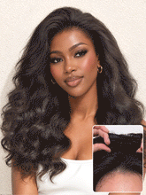 Fluffy & Full 200% Density Kinky Body Wave Flexi-Fit Drawstring Glueless Half Wig