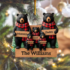 Cozy Black Bear Family - Personalized Custom Mica Ornament - Christmas Gift For Family Members