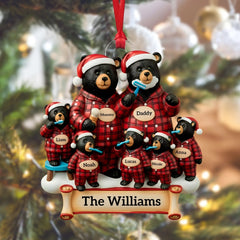 Plaid Bear Family - Personalized Custom Mica Ornament - Christmas Gift For Family Members