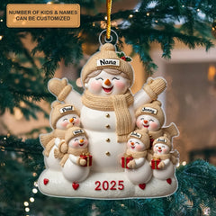Grandma Cozy Hug - Personalized Custom Mica Ornament - Christmas Gift For Family Members
