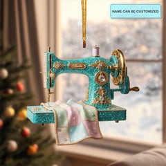 Sew Happy Life - Customized Mica Ornament - Christmas Gift For Sewing Lovers