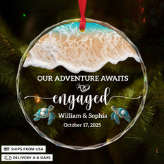 Our Adventure Awaits - Circle Glass Ornament - Christmas for Couples