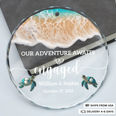 Our Adventure Awaits - Circle Glass Ornament - Christmas for Couples