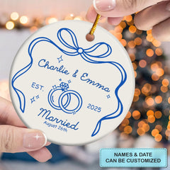 Where The Rings Met Forever - Personalized Ceramic Ornament - Christmas Gift For Couple, Husband, Wife