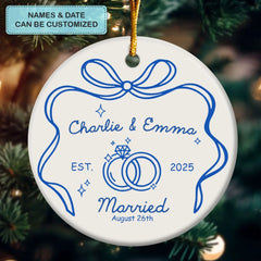 Where The Rings Met Forever - Personalized Ceramic Ornament - Christmas Gift For Couple, Husband, Wife