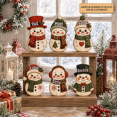 Personalized Snow Family Christmas Wooden Block - Custom Name Christmas Gifts for Shelf Decoration