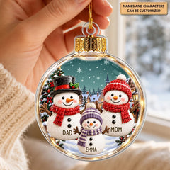 Snowman Bauble - Personalized Custom Shape Mica Ornament - Christmas Gift For Family