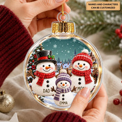 Snowman Bauble - Personalized Custom Shape Mica Ornament - Christmas Gift For Family