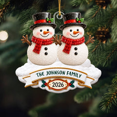 Snowman - Personalized Custom Shape Mica Ornament - Christmas Gift for Family CLANT001