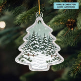 Christmas With Reindeer Family - Personalized Custom Shape Mica Ornament - Christmas Gift For Family