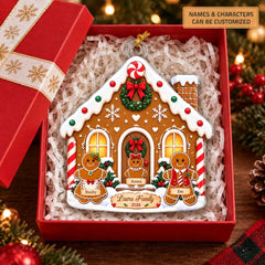 Christmas With Gingerbread Family - Personalized Custom Shape Mica Ornament - Christmas Gift For Family